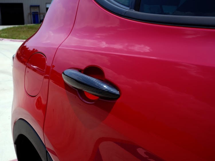 Lartepelle Alfa Romeo 147 5-Door Interior Handle Covers - Black Leather With Red Stitching
